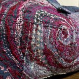 デニムパッチワーク渦刺し子刺繍ドラム型バック(ピンク赤系) - Image 4