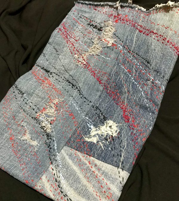渦刺し子刺繍クラッチバック - Image 3