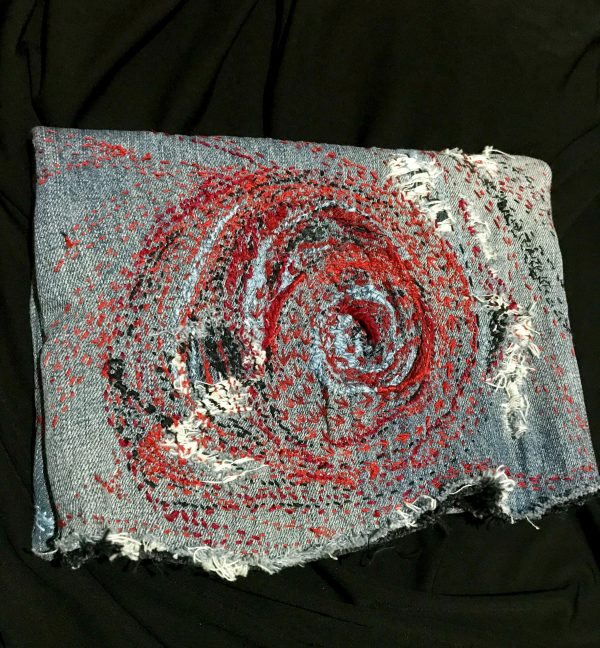 渦刺し子刺繍クラッチバック