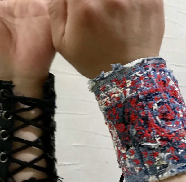 デニムパッチワーク刺し子リストバンド - Image 4
