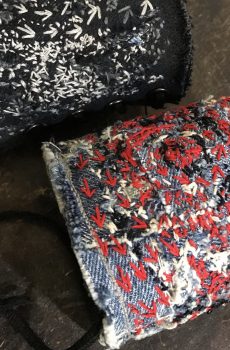 デニムパッチワーク刺し子リストバンド