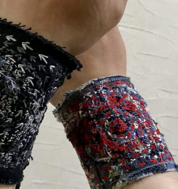 デニムパッチワーク刺し子リストバンド - Image 3