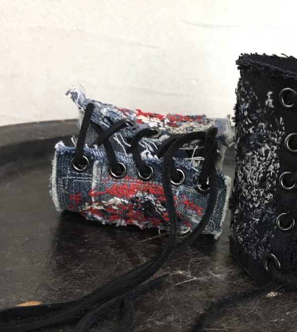 デニムパッチワーク刺し子リストバンド - Image 2
