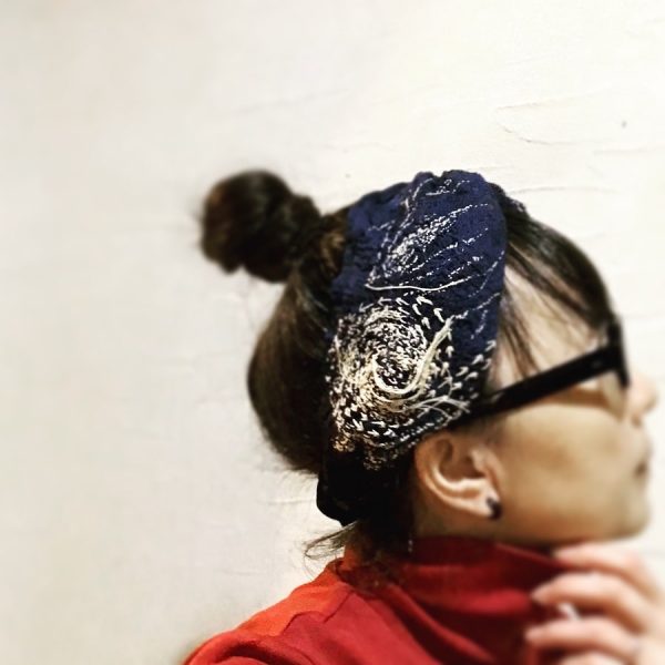 紺生地渦刺し子ツイストヘアバンド - Image 3