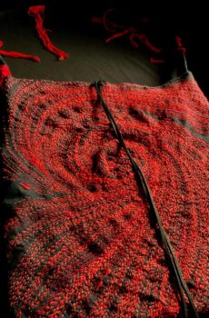 赤渦刺し子刺繍ショルダーバッグ